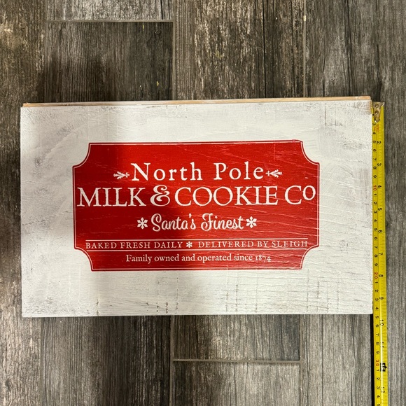 North Pole milk & cookie company shabby chic artist made sign NWT - Picture 4 of 4